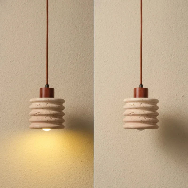 Helnys Yellow Travertine LED Pendant Light - Nordic Modern Adjustable Hanging Lamp