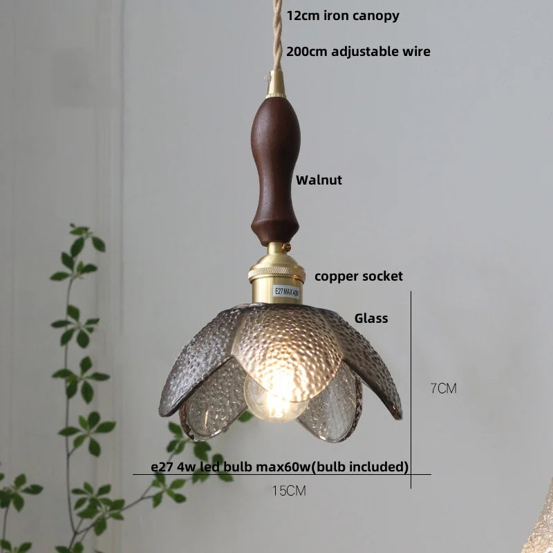Helnys Nordic Flower Glass LED Pendant Lights for Dining Living Kitchen Room
