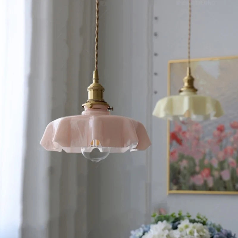 Helnys Nordic Glass Art Pendant Light with Adjustable Wire for Dining Room