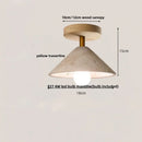 Helnys LED Ceiling Light Japan Style Yellow Travertine Stone Wood Base