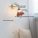 Helnys Flower Glass LED Wall Sconce Pull Chain Switch Rotatable Lamp
