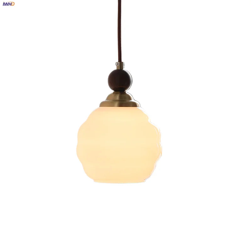 Helnys Glass & Wood LED Pendant Light - Modern Nordic Kitchen Cafe Bar Lamp
