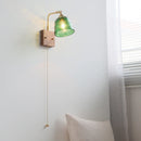 Helnys Glass Wood LED Wall Lights Up Down Rotate Bedside Lamp