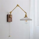 Helnys Nordic Ceramic Wall Lamp with Pull Chain Switch, LED Living Room Bedroom Light