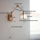 Helnys Modern LED Wall Lamp Glass Pull Chain Switch Rotatable Swing Arms Fixtures