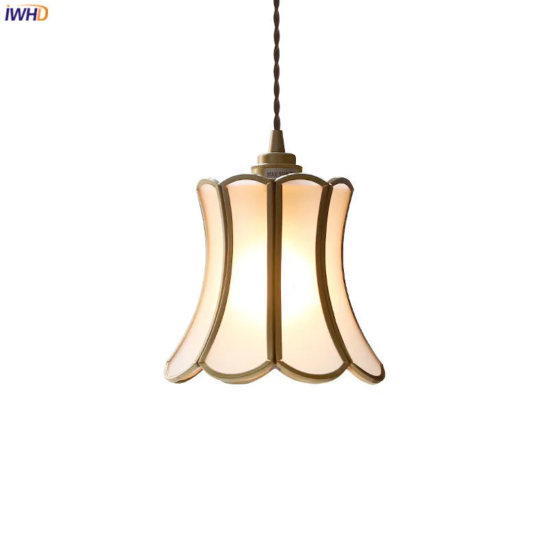 Helnys Nordic Glass LED Pendant Light Copper Hanging Lamp