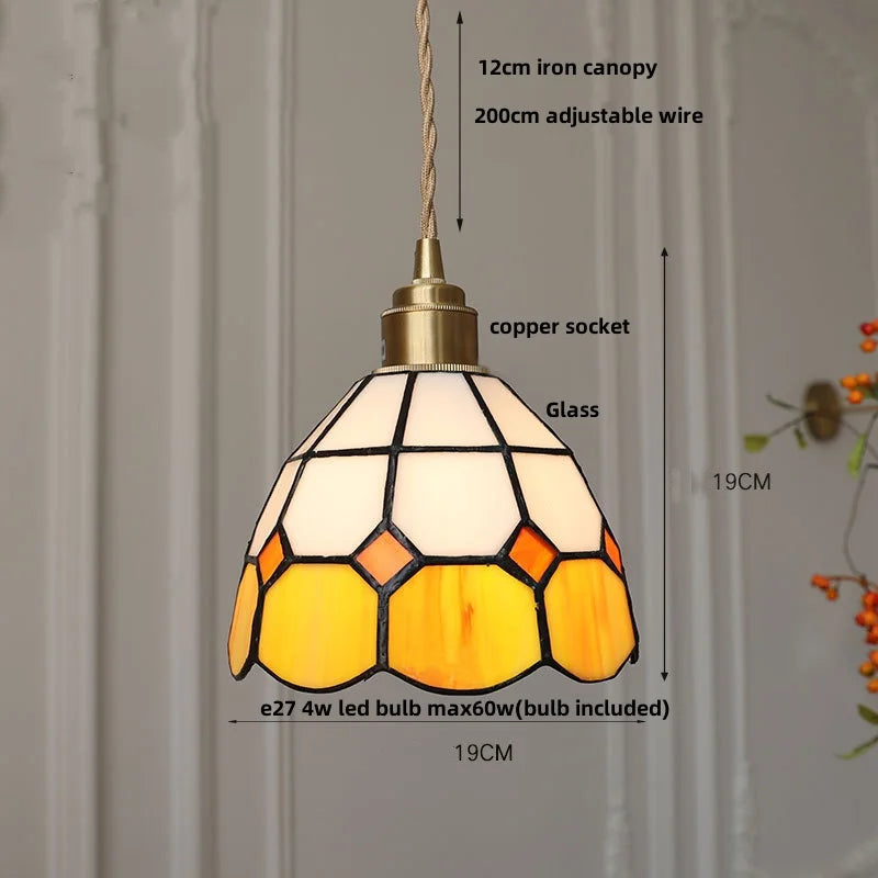 Helnys Tiffany Glass Pendant Light for Home Decor and Hotel Hallways