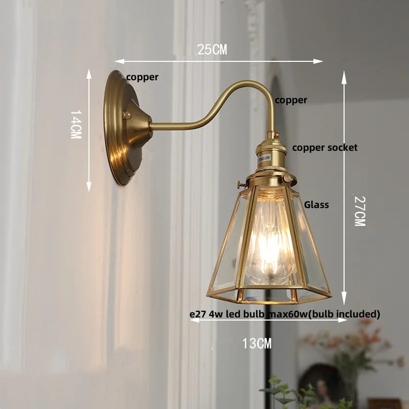 Helnys Vintage Style Blue Flower Glass Wall Sconce LED Lamp