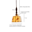 Helnys Retro White Ceramic Pendant Lamp with Wood Copper Finish