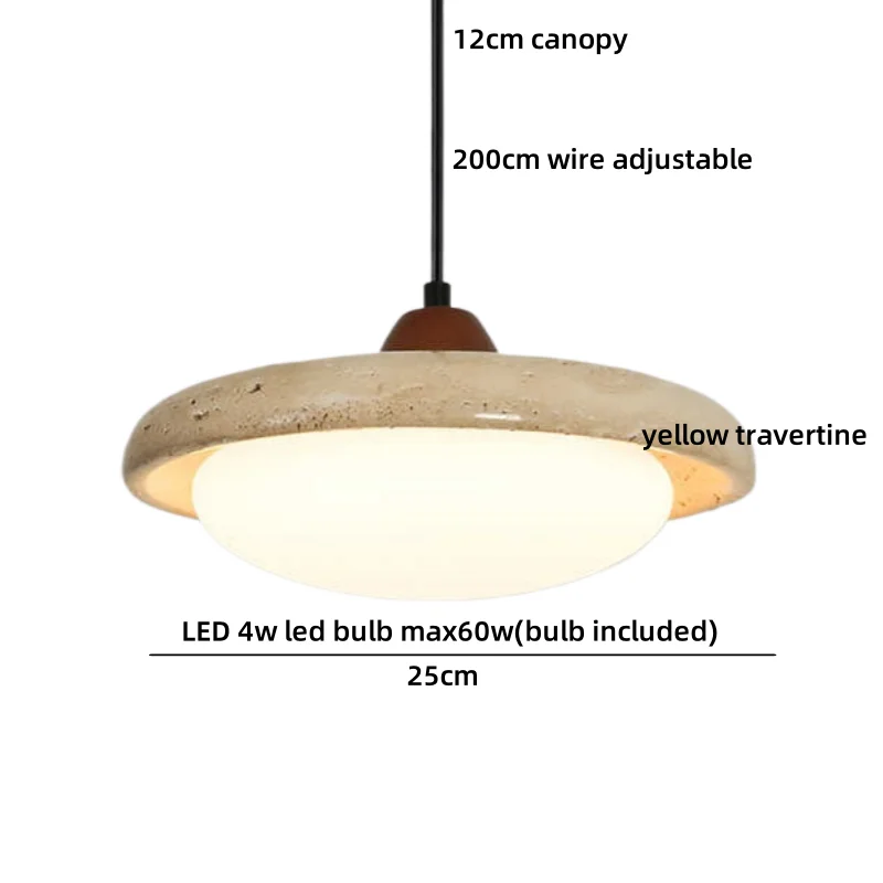 Helnys Yellow Travertine LED Pendant Light - Nordic Modern Hang Lamp
