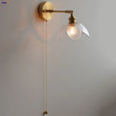 Helnys Modern Copper Glass Wall Lamp with Pull Chain Switch