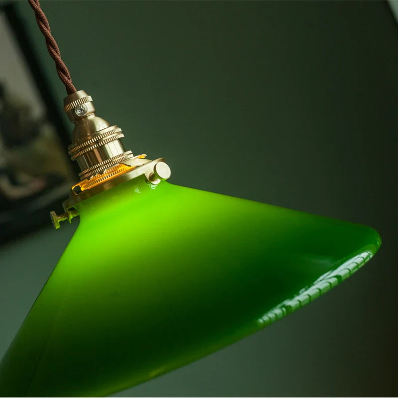 Helnys Vintage Copper Socket Pendant Lamp with Green Glass - 2023 Edition