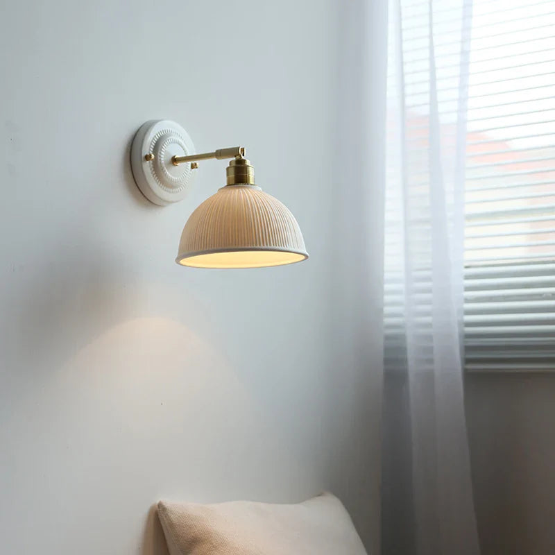 Helnys Ceramic Wall Lamp with Pull Chain Switch for Home Indoor Decor