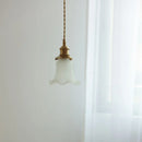 Helnys White Glass LED Pendant Lamp, Copper Hanging Light