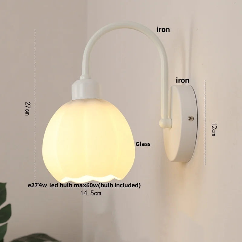 Helnys Simple LED Wall Lamp Sconce Modern Glass Bathroom Light