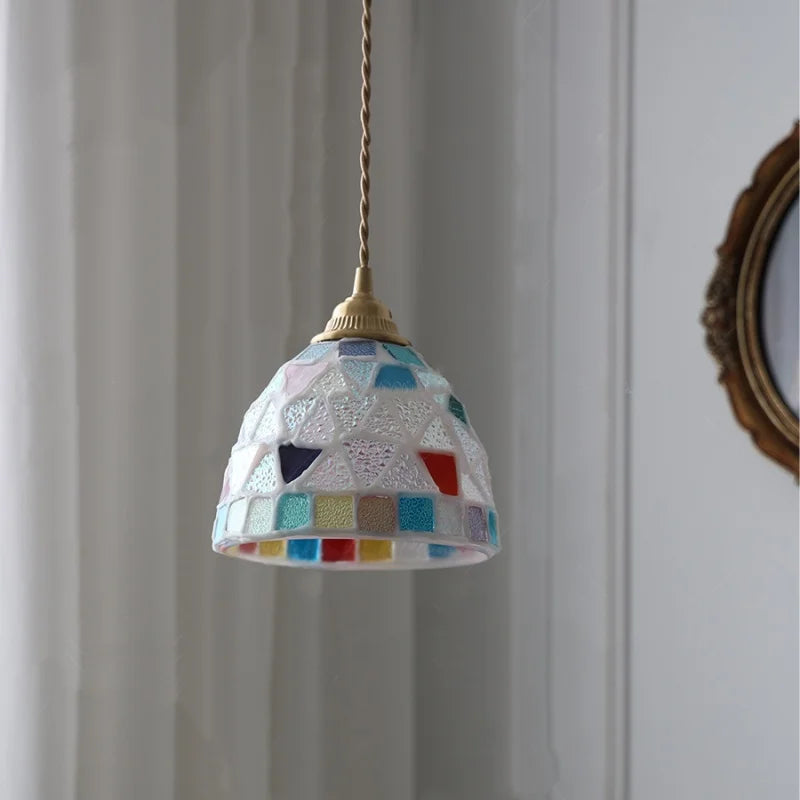 Helnys Tiffany Conch Glass LED Pendant Light for Reading and Dining