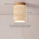 Helnys Nordic LED Ceiling Lamp in Yellow Travertine Wood Finish