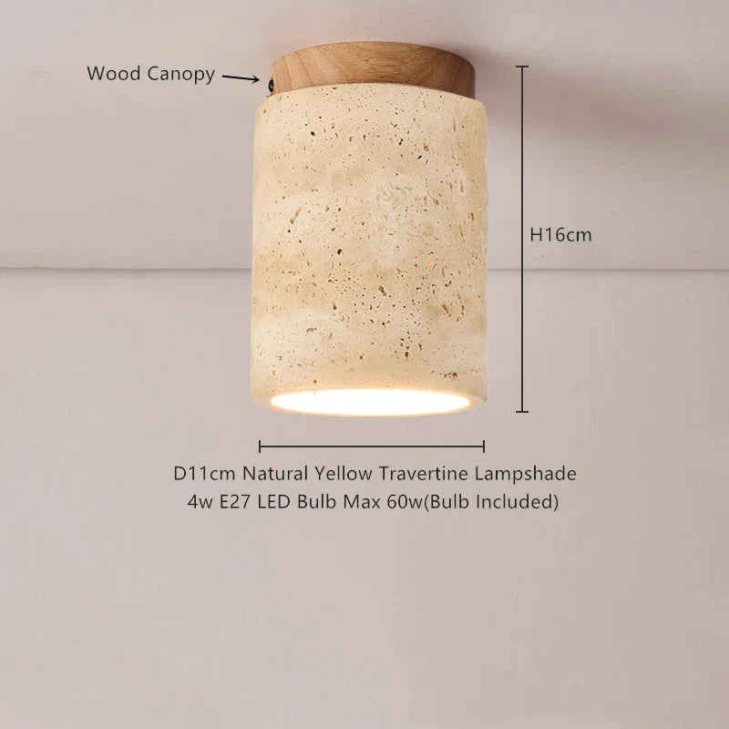 Helnys Yellow Travertine LED Ceiling Light - Wabi Sabi Home Decor