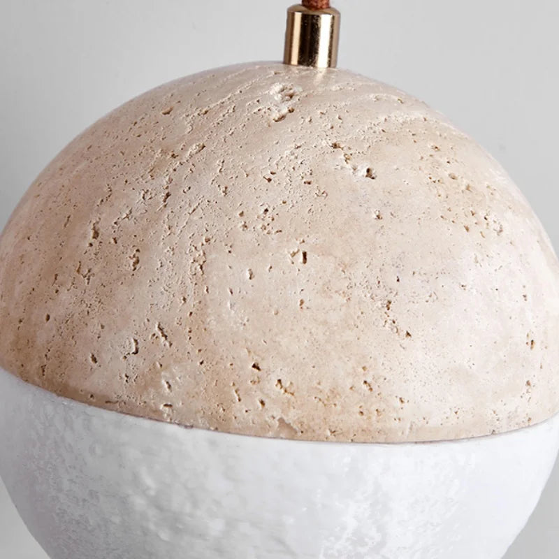 Helnys Yellow Travertine LED Pendant Light - Nordic Modern 3D Painting Shade