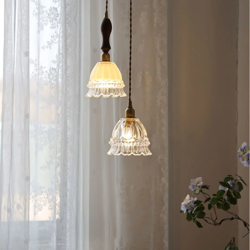 Helnys Nordic Walnut Wood LED Pendant Lamp - Modern Living Room Hanging Light