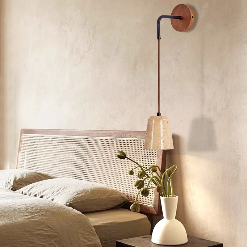 Helnys LED Wall Lamp Yellow Travertine Stone Nordic Modern Stair Light