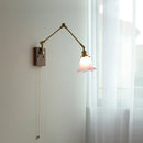 Helnys Pink Glass LED Swing Arm Wall Sconce