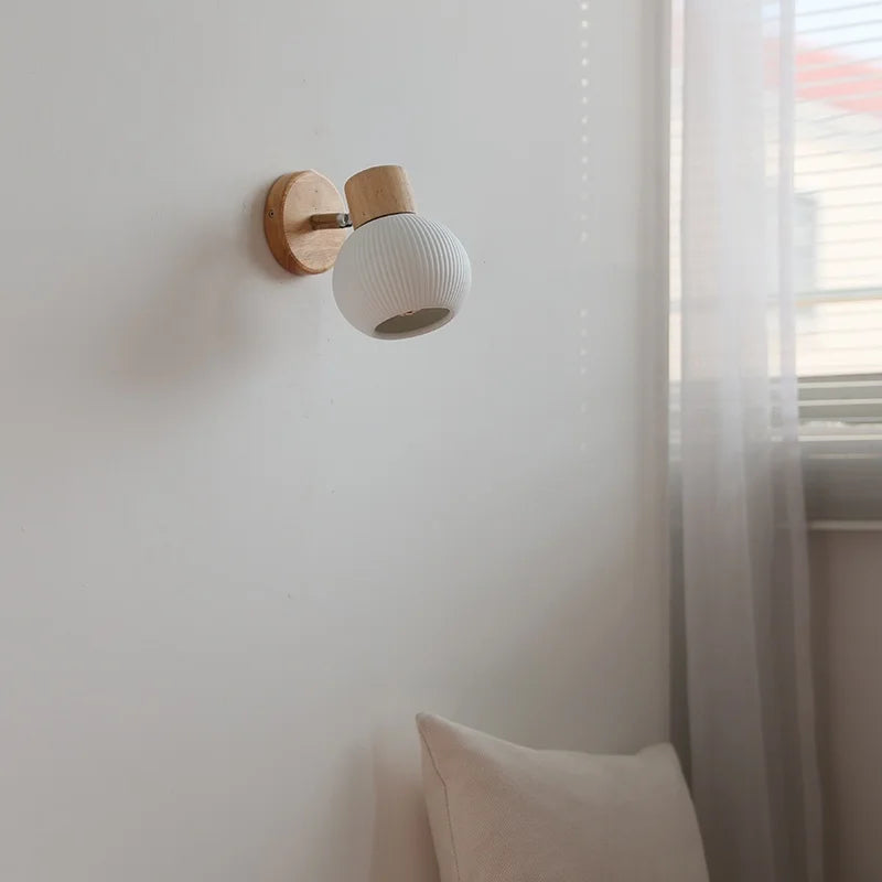 Helnys White Ceramic LED Wall Lights with Pull Chain Switch - Modern Nordic Design