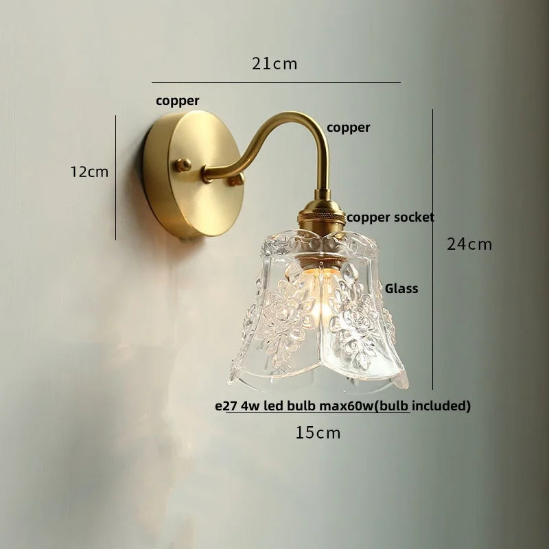 Helnys Crystal LED Wall Sconce Brass Mirror Light