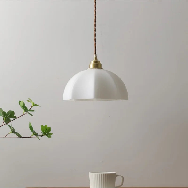 Helnys White Glass LED Pendant Lamp Modern Nordic Hanging Lights for Home