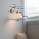 Helnys White Ceramic LED Wall Sconce Lamp Wooden Socket Stair Light Fixtures