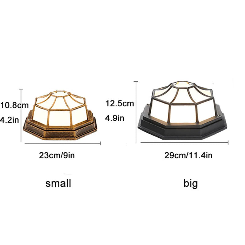 Helnys Outdoor Black Bronze Ceiling Light | E27 Flush Mount Lamp for Pathway & Balcony