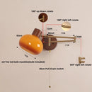 Helnys Modern Wood Swing Arm Wall Lamp with Pull Chain Switch