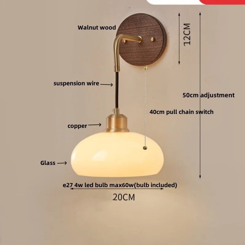 Helnys Nordic LED Wall Sconce Wood Base Modern Vanity Light