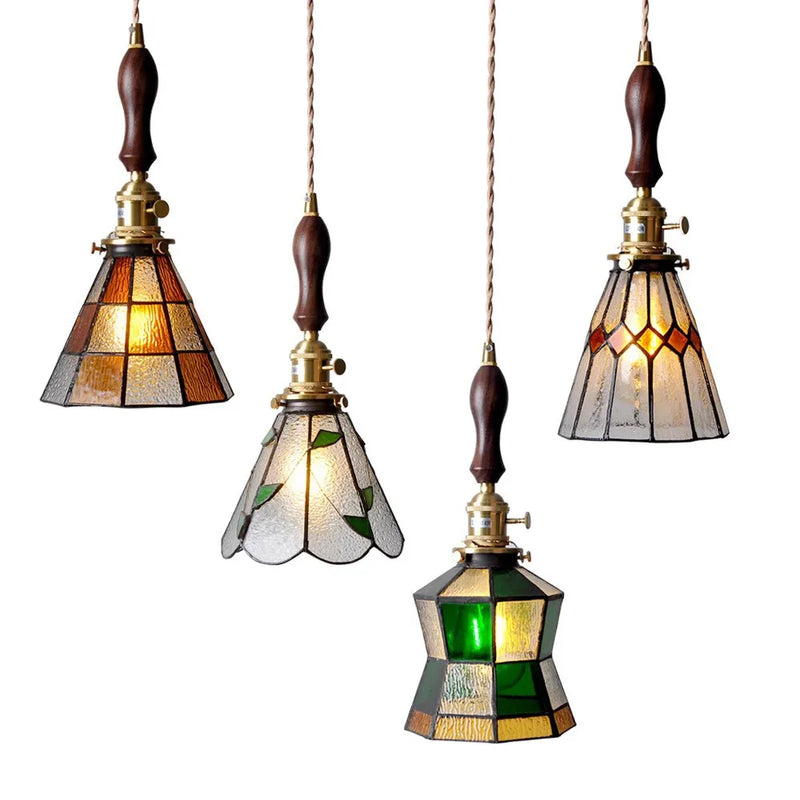 Helnys Glass Copper LED Pendant Lights for Kitchen Bedroom Living Room Loft