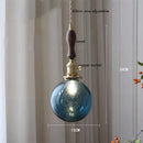 Helnys Wood LED Pendant Lamp Nordic Copper Glass Hanging Light
