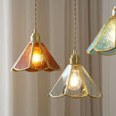 Helnys Vintage Copper Pendant Lamp Flower Glass Lights