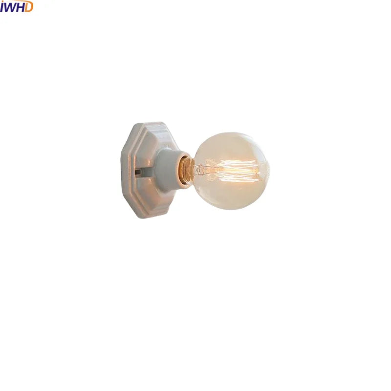 Helnys Ceramic LED Wall Lamp Sconce Minimalist Japan Style Stair Light