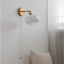 Helnys LED Wall Sconce White Glass Rotate Pull Chain Switch Stair Light