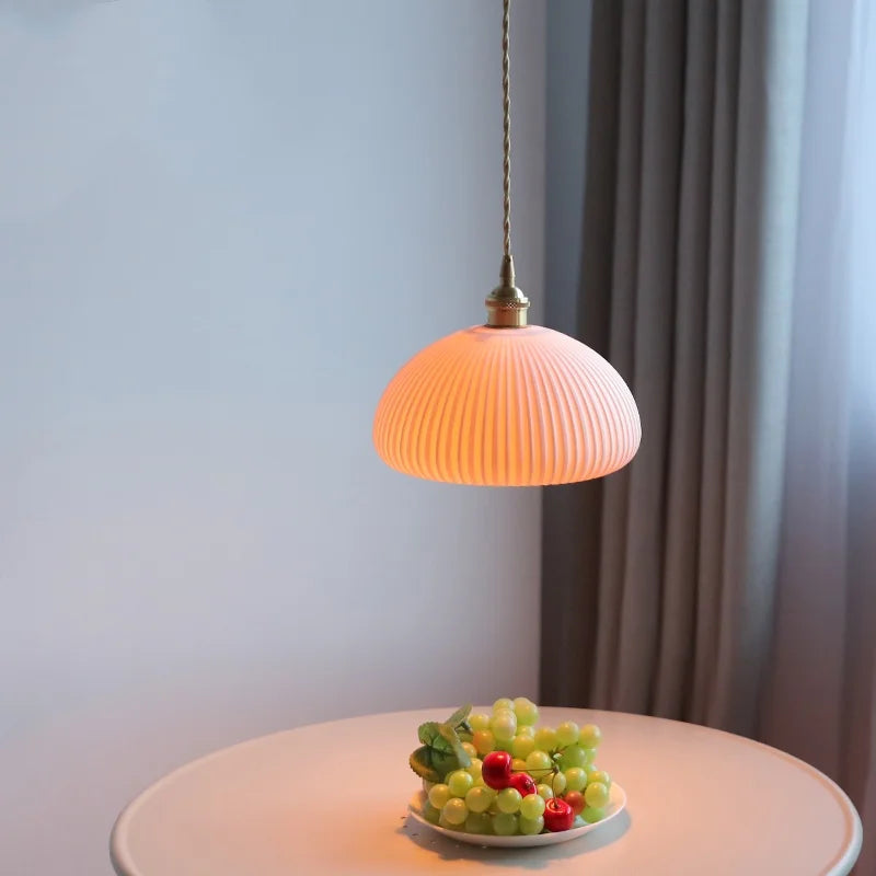 Helnys Ceramic Iron Japan Style LED Pendant Light Fixture