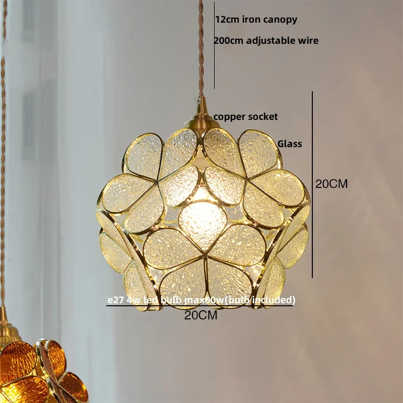 Helnys Glass Copper LED Pendant Lamp E27 Nordic Modern Luxury Hanging Lights