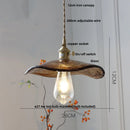 Helnys Amber Glass LED Pendant Light Fixture with Adjustable Wire - Vintage Copper Hanging Lamp