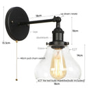 Helnys Industrial Iron LED Wall Lights with Pull Chain Switch