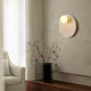 Helnys White Glass LED Wall Lights Yellow Travertine Stone Reading Living Room