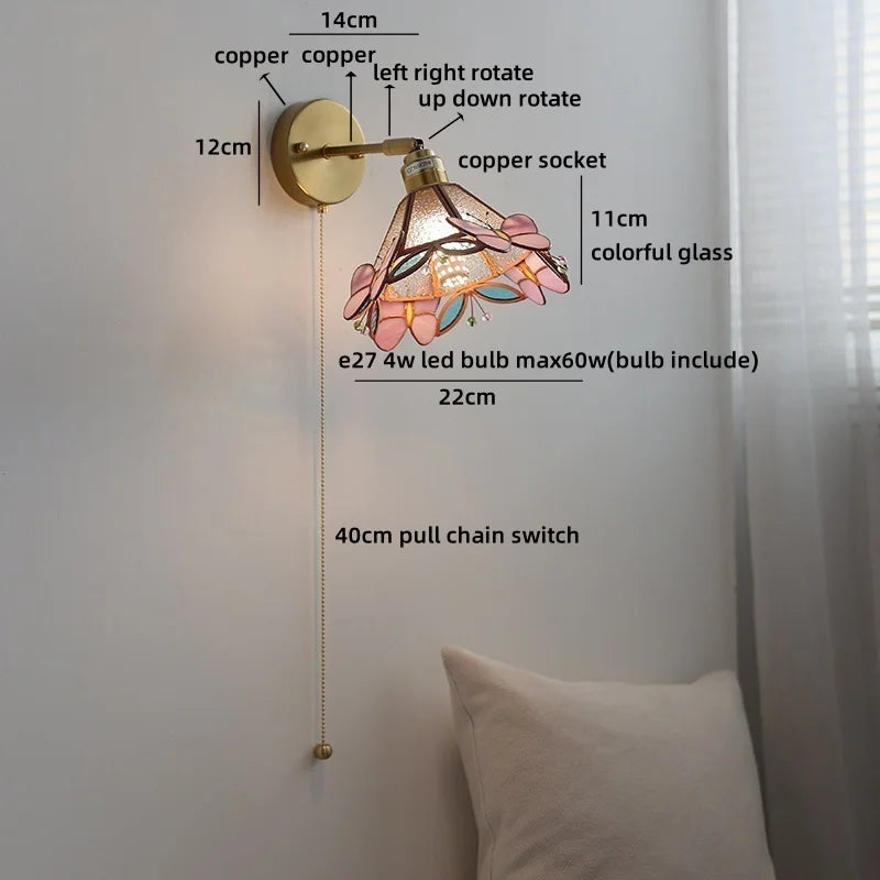 Helnys LED Glass Wall Lamps for Kids Bedroom, Nordic Design Mirror Light