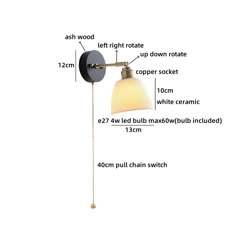 Helnys White Ceramic LED Wall Sconce - Modern Nordic Decor Wall Lamp Sconce