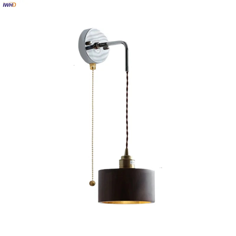 Helnys Walnut Ash LED Wall Lamp Sconce - Adjustable Japanese Style Stair Light Fixtures