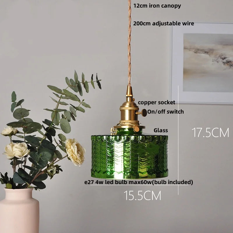 Helnys Nordic Glass LED Pendant Light for Reading Living Dining Room