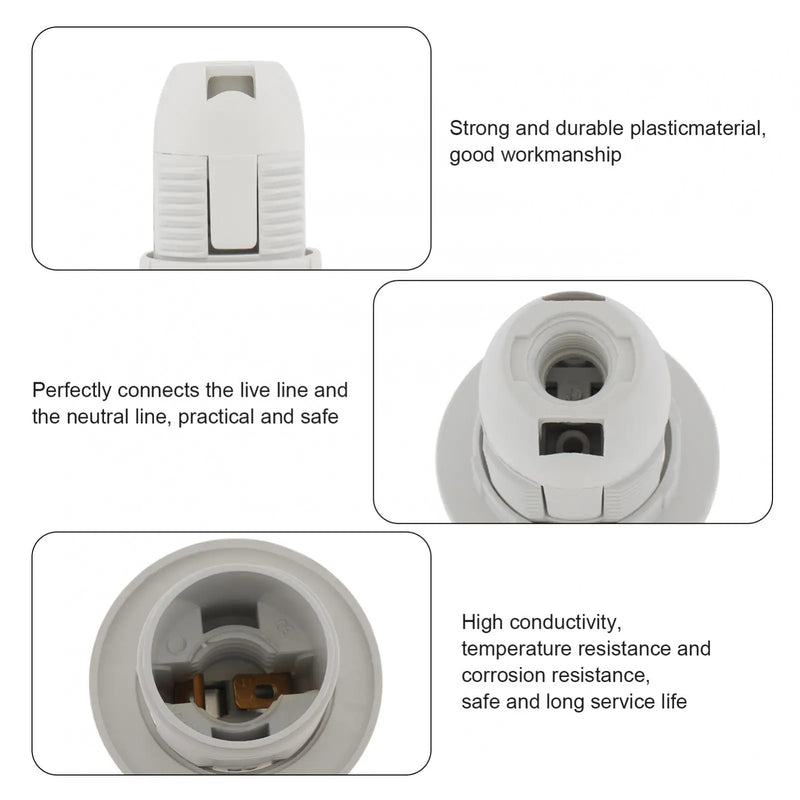 Helnys 2pc White E14 Socket Lamp Holder