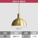 Nordic Modern Helnys LED Copper Pendant Lights 20cm 25cm