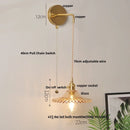 Helnys Glass LED Wall Light Fixture with Adjustable Wire, Pull Chain Switch, Vintage Design